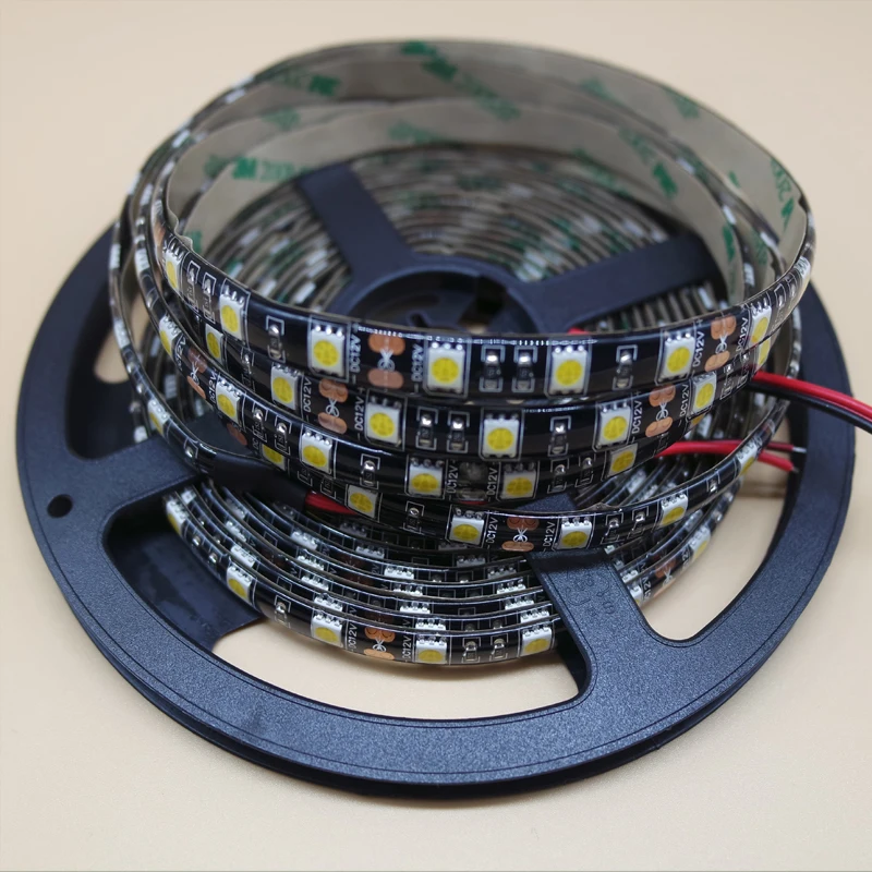 DC 12V светодиодная лента SMD 5050 черная печатная плата 60led/M Светодиодное освещение
