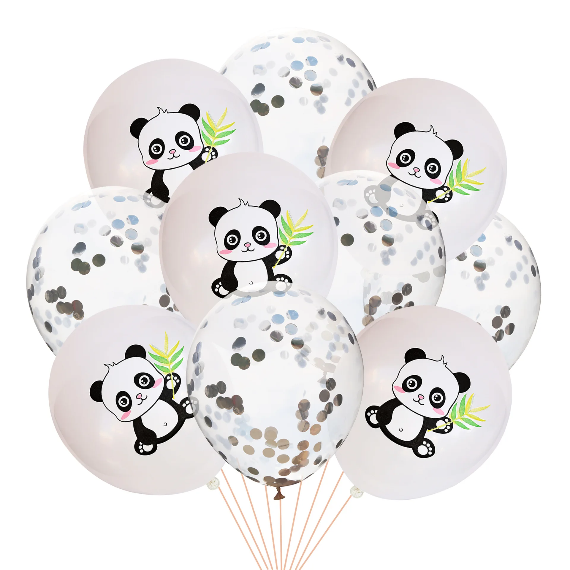 

10pcs Cute Panda Print Latex Balloon Rose Gold Green Blue Confetti Balloons set Kids Birthday Party Decorations Air Balls