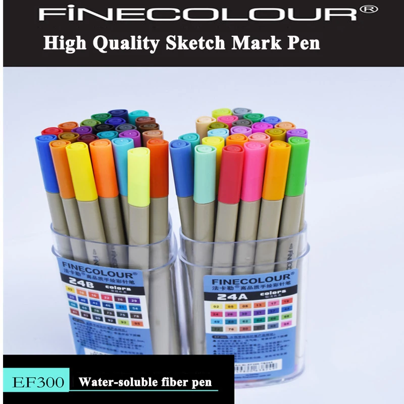 24 Color Finecolor Water Soluble Sketch 0.3 mm Fine Liner Micron Felt