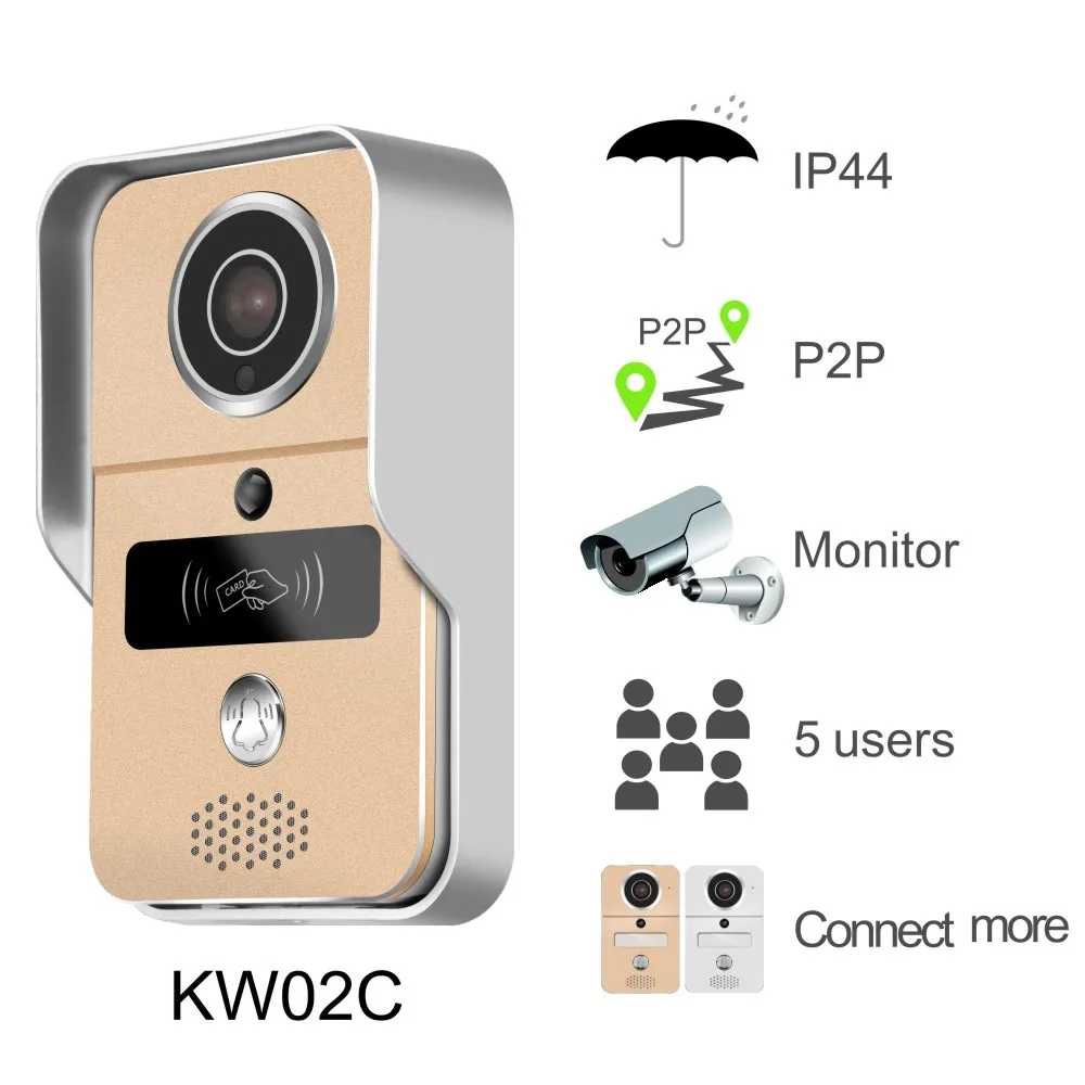  KW02C Smart Wireless WIFI Video Doorphone with MicroSD fully Duplex Intercom Unlock IR Night Vision