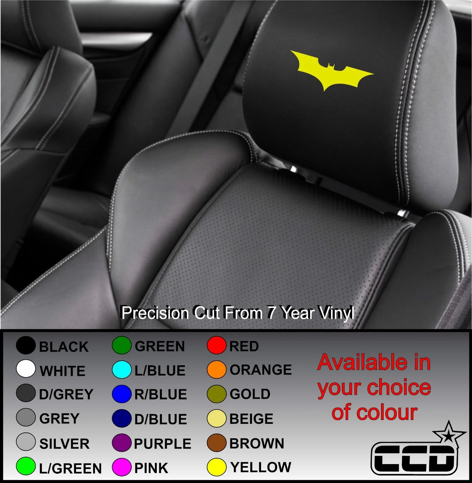 

For BATMAN / HEADREST DECALS - LOGO BADGE - Vinyl Stickers - Graphics X5