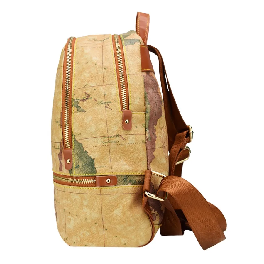 Высокое качество карта мира рюкзак ретро женский кожаный рюкзак брендовый дизайн школьный рюкзак модный рюкзак с принтом
