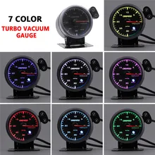 1pcs 2"/52mm Vacuum Intake Gauge 7 Color LED 12V Mini Universal Meter Auto Accessories Professional Car Sensor Meter Pointer