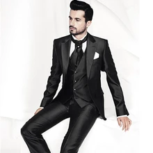 Индивидуальный заказ одна кнопка черный смокинг жениха тупые лацкан шафер жених мужские свадебные костюмы Жених жених смокинг(куртка+ брюки