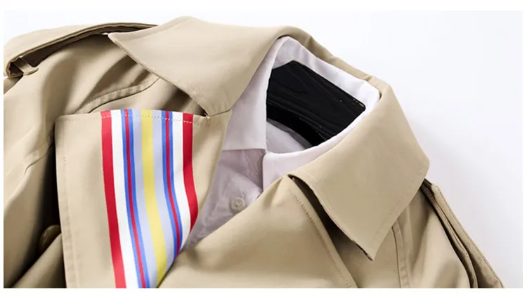 Créateur De Mode Kaki Boutonnage Longueur Classique Moyenne 2018 Femmes Multicolores Manteau Ol Automne Double Rayures Britannique Nouveau À Trench Hiver On8ZHq6z