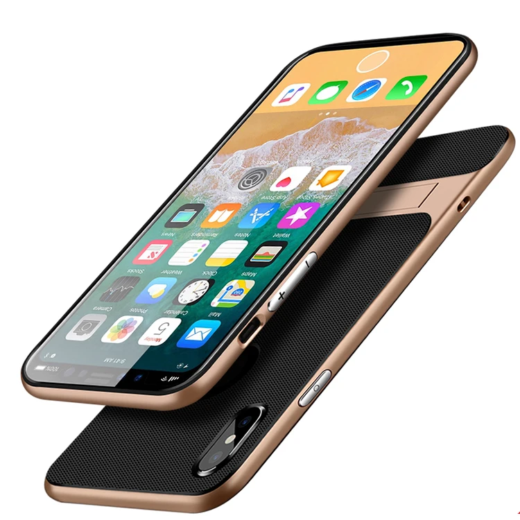 For Apple iPhone XS Case TPU Silicon Hybrid + PC Stand Holder Cover For iPhone X XS Max XR 7 Plus Hard Shockproof Plastic Coques