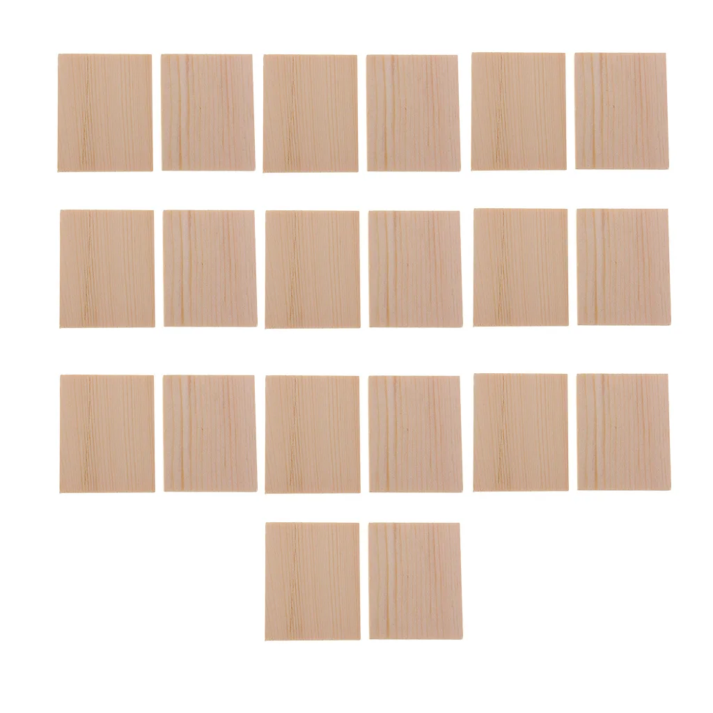 20 Pieces MDF Unfinished Wood Wooden Pieces Blank Plaque for DIY Crafts Model Building 50x40x6mm