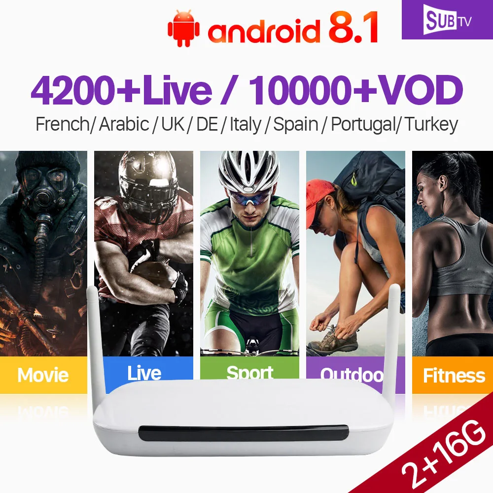 

IPTV France Portugal smart tv Box Android 8.1 Q9 2G 16G SUBTV Code 1 Year 4K IPTV France Arabic Spain Italy Sweden IP TV box