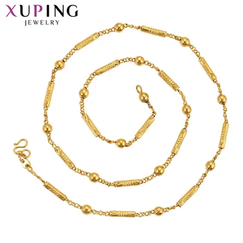 

Xuping Elegant Romantic Necklace Pure Gold Color Plated Long Necklace for Women and Man Chain Jewelry Party Gifts 45673