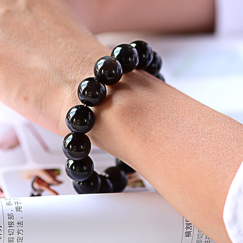 Natural Stone Obsidian Ice Colorful Bracelet For Men Couple Jewelry Round Beads Stretch Women's  Bracelets Bring Wealth Lucky