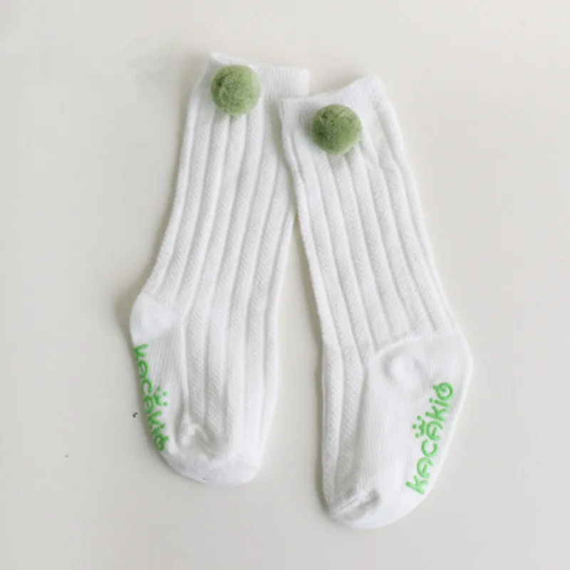 Новые хлопковые носки для малышей с помпонами, Вязаные гольфы для новорожденных девочек и мальчиков, 1 пара - Цвет: 5