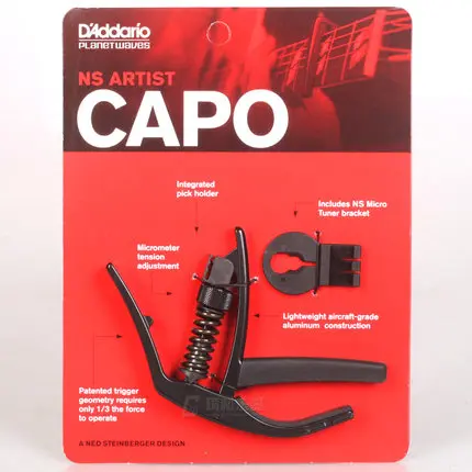 

D'addario Planet Waves PW-CP-10 NS Artist Electric Acoustic Guitar Capo with Built-in Pick Holder