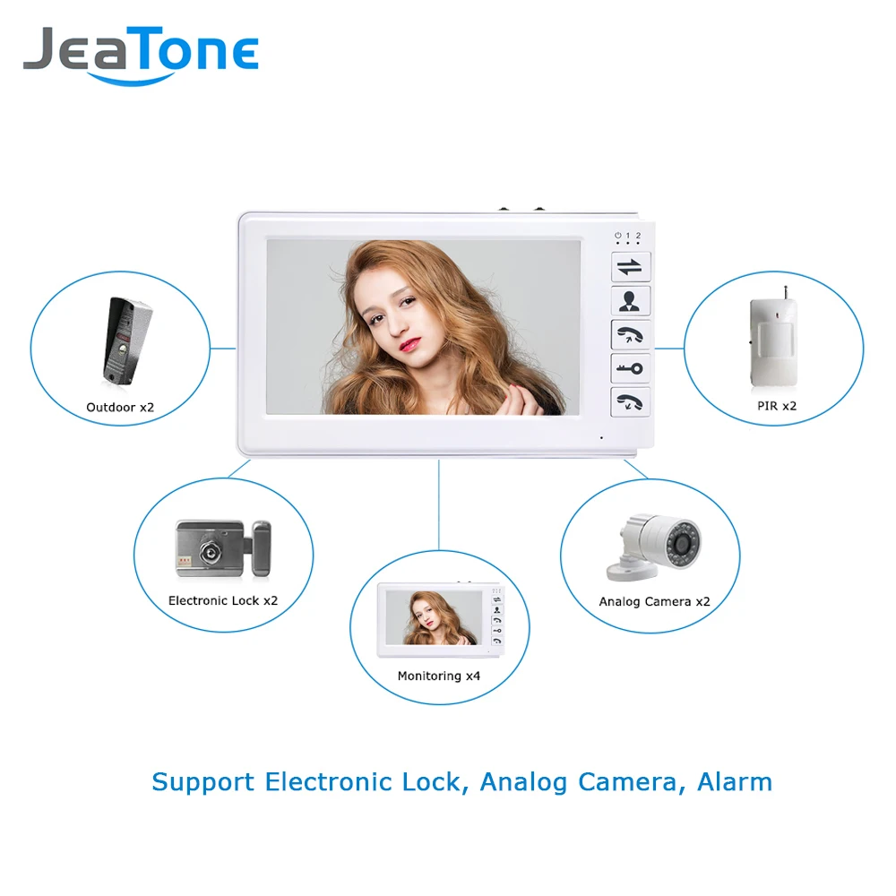 JeaTone 7inch Video Door Phone Video Intercom Doorbell 1000TVL IP65 Rainproof OSD Menu Security Home Access System Cheap Price