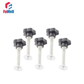 

5pcs M10 x 60mm Thread 40mm Black Star Head Diameter Clamping Knobs Wholesales Replacement Screw on Grips Star Knob Handles