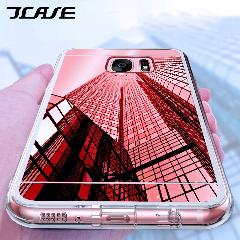 JCASE роскошный зеркальный ТПУ для Samsung Galaxy A3 A5 A7 J3 J5 J7 J1 2016 2017 S9 S8 plus S6 S7 edge большой