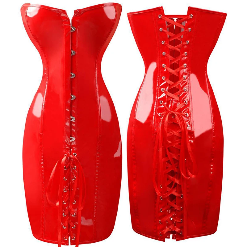 

PVC Corset Sexy Faux Leather Bustier Corsets Dress Corpetes Espartilhos Bustier Plus Size Corset Top Slim Gothic Corset Dress
