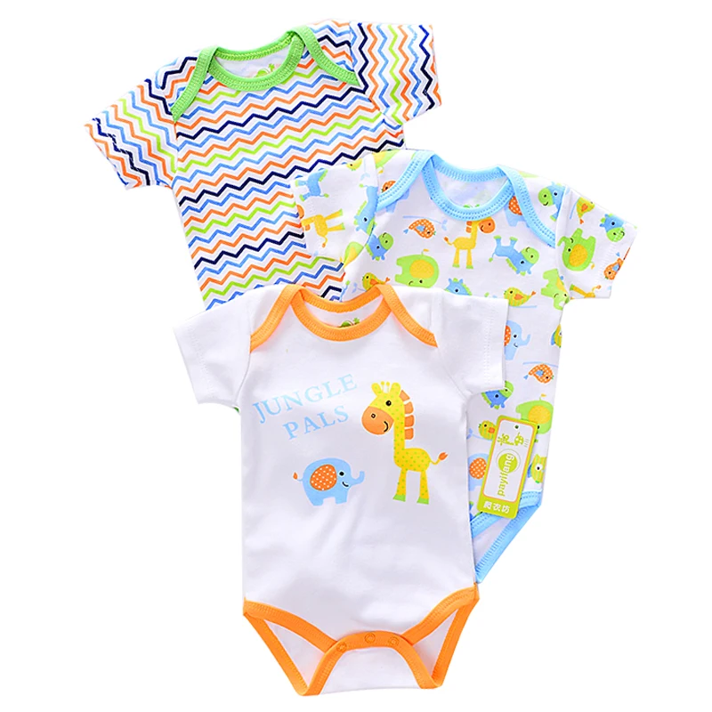 3 pcslot Baby Bodysuits 2017 Wholesale Newborn Baby Girls & Boy Cotton Giraffe Pattern 0-12 M Summer Baby Clothing (3)