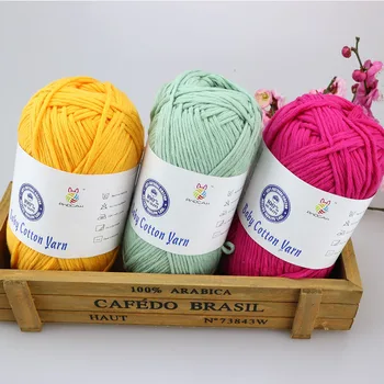 

Wholesale 100% Cotton Thick Hand Knitting Crochet Yarn Baby Summer Cloths Coton Threads Eco-Friendly Dyed Cheap yarn Laine coton