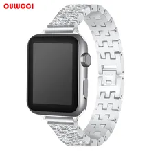 Для наручных часов Apple Watch, версии, Нержавеющая сталь сменный ремешок для наручных часов со сверкающим камнем ремешок Watch Series 1 и серии 2 3 38 мм 42 мм