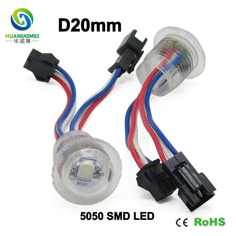 10PCS 20mm RGB 5050 SMD UCS1903 LED 픽셀 모듈 전구 DC12V 방수 IP67 놀이공원 놀이기구용 주소 지정 가능 램프