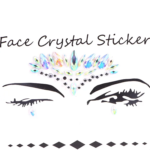 Festival Face Jewels Crystal Body Stickers Make Up Face Gems Glitter Rhinestones Face Sticker For Festival Party Dress UP F0118 