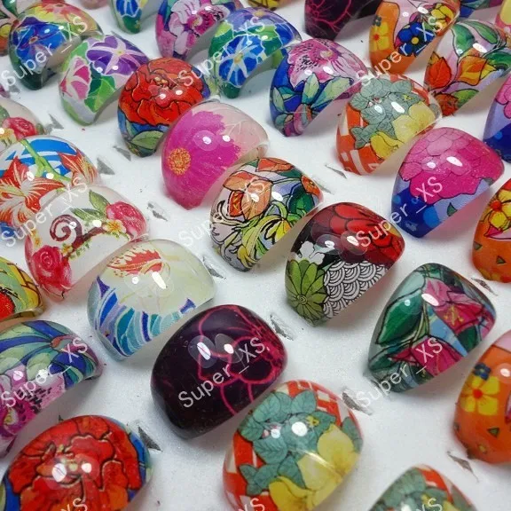 50Pcs Whole Children Cute Resin Plastic Rings For Boys Girls Jewelry