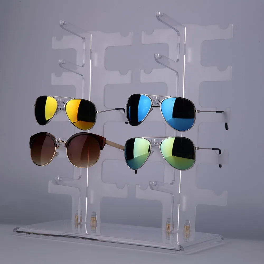 

NEW Top Qualiy 2 Row 10 Pairs Sunglasses Glasses Rack Holder Frame Display Stand Transparent