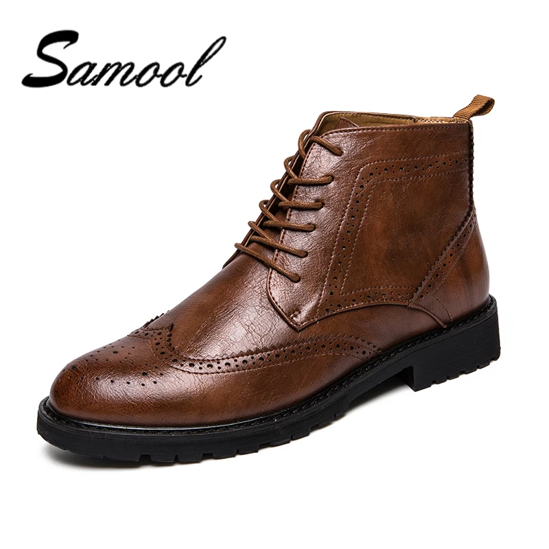 

Spring Autumn Fashion HIgh Top Men Casual Shoes High Quality Comfortable Lace Up Genuine Leather Walking Shoes For Male DX5