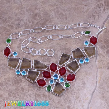 

Attractive Multicolor Multigem Silver Plated Grade Necklace L540