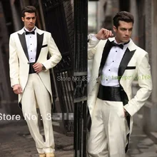Заказ Мужчины смокинг жениха платье/Итальянский западные долго стиль свадебного мужской костюм/жениха костюмы(куртка+ Брюки для девочек+ ремень