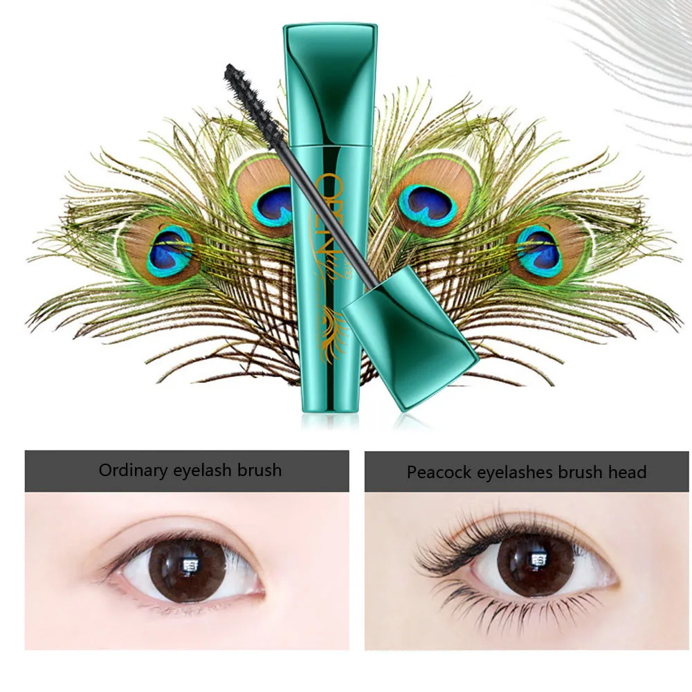 

Open Up Peacock Eyelashes 360 degrees Spiral Black silk fiber eyelash Mascara de cils en fibre de soie Waterproof lengthening