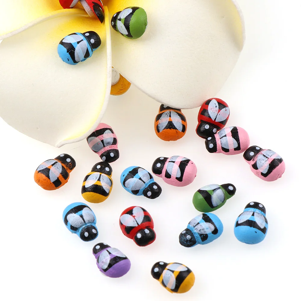 

9*13mm Colorful Wooden Buttons Mini Bee Buttons Sewing Tools Decorative Button Scrapbooking Garment DIY Apparel Accessories