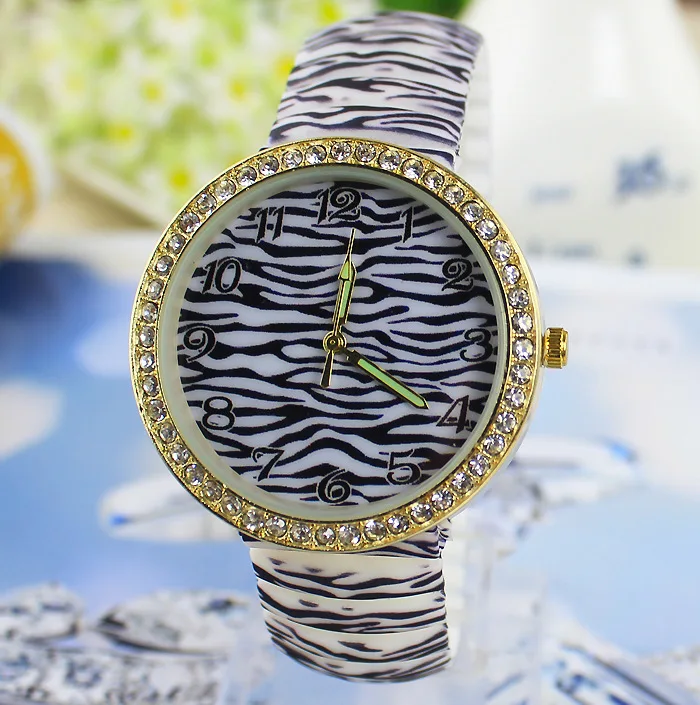 QC19 Brand RHinestone GENEVA Elegant Watch Quartz Movement Watches Japan luxury Ladies Elastic force Wristwatches Free ship | Наручные