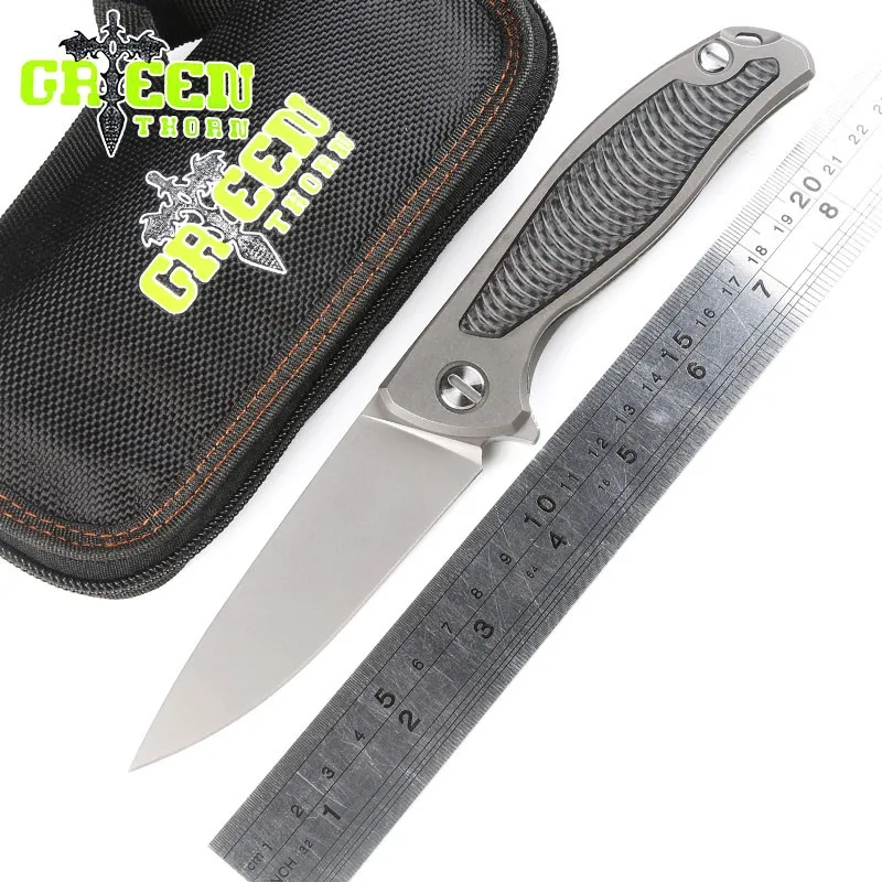 

Тактический складной нож Green thorn F95 С флиппером, система KVT, лезвие из титана и CF, уличные охотничьи ножи для кемпинга, повседневные инструменты