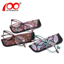 Ультралегкие небьющиеся очки для чтения, диоптрий с цветами, женские модные прозрачные Брендовые очки для пресбиопии# RD8565