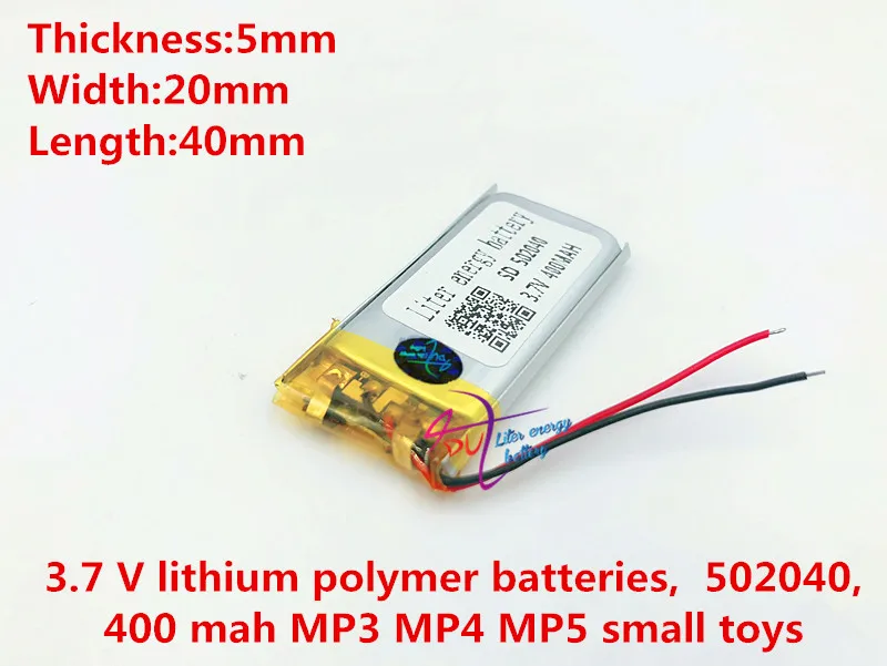 3 7 V 400mAh 502040 литий полимерная LiPo аккумуляторная батарея ионные ячейки для Mp3 Mp4 Mp5 DIY