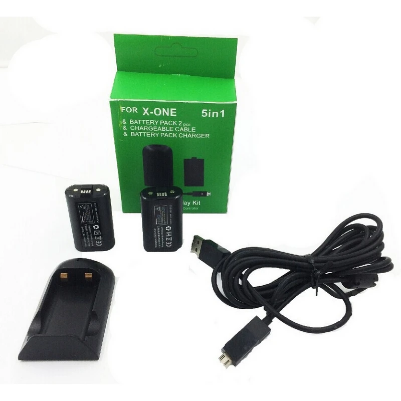 2 Controller Battery Pack 450mah+Charger +USB Cable Kit For Xbox One