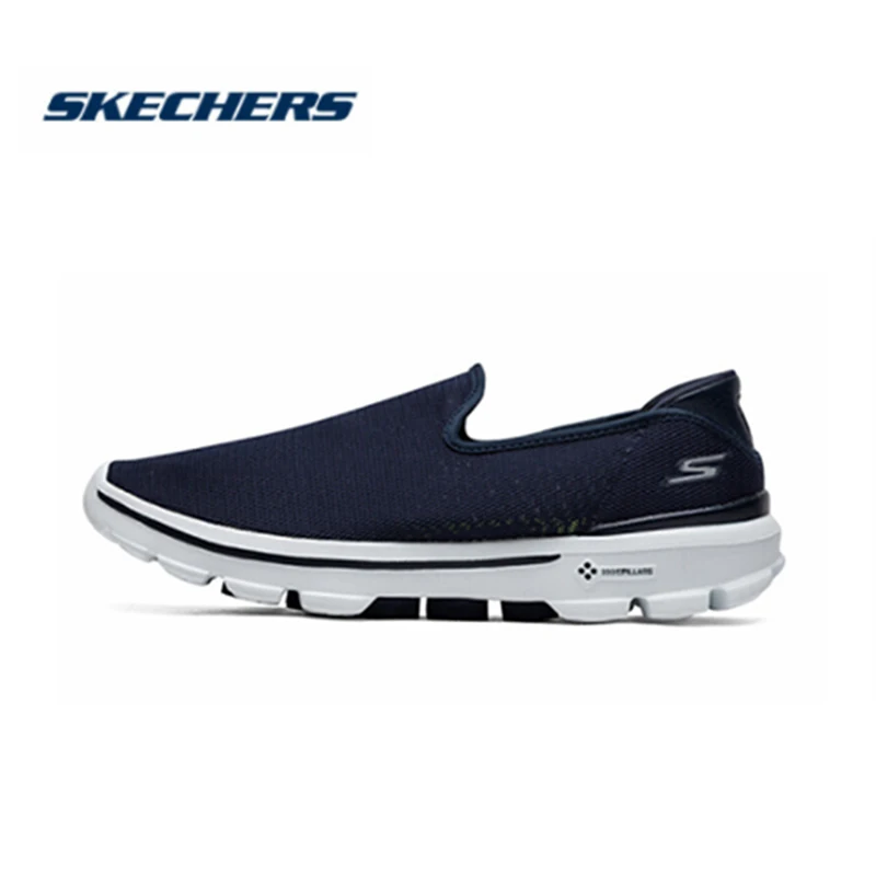 Skechers/Мужская обувь; Лоферы для прогулок; повседневная обувь черного цвета без застежки; Мужская Удобная дышащая обувь на плоской подошве; Мужская брендовая Роскошная обувь; 54062-BKW