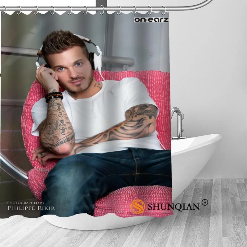 

High Quality Custom M.Pokora Shower Curtain Polyester Fabric Bath Curtain Hooks Mildew Resistant 1PC Custom