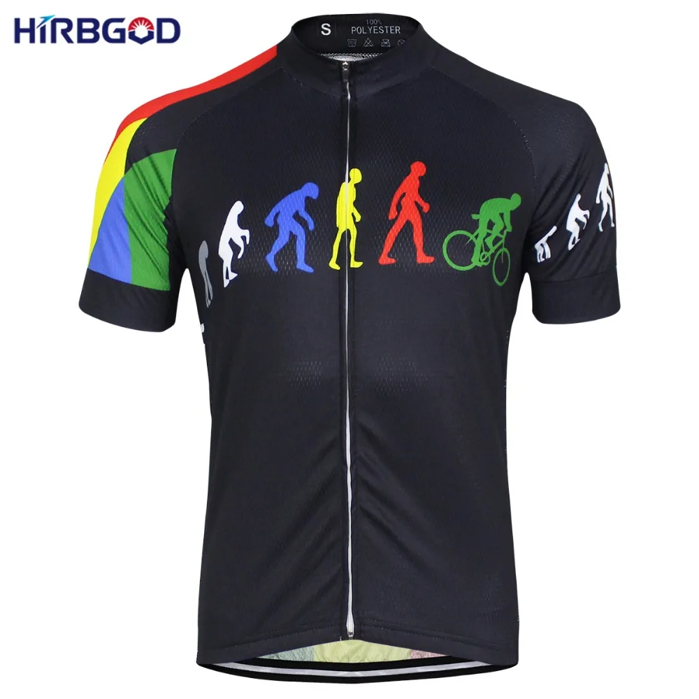 

HIRBGOD Evolution Black Cycling Jersey Men Summer Short Sleeve Mountain Bike MTB Cycling Wear Men High Quality Bike Clothes