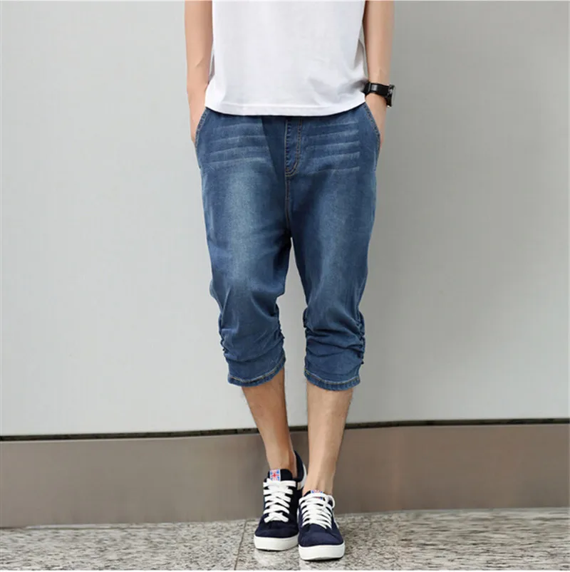 Blue short jeans men hiphop large size 2015 designer jeans for boy skateboard hip hop jeans