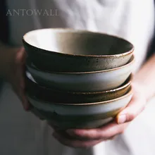 ANTOWALL personalidad estilo japonés hecho a mano vintage cerámica restaurante vajilla hogar porcelana tazón de arroz sopa noodle bowl