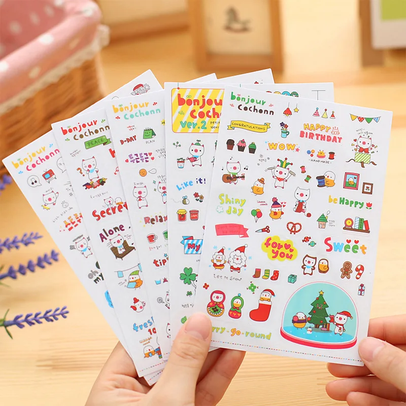 

6PCS/set Cute Piglet Diary Sticker Cartoon Animals Transparent Sticker Stationery Stickers DIY Album Mobile Phone Decoration HOT