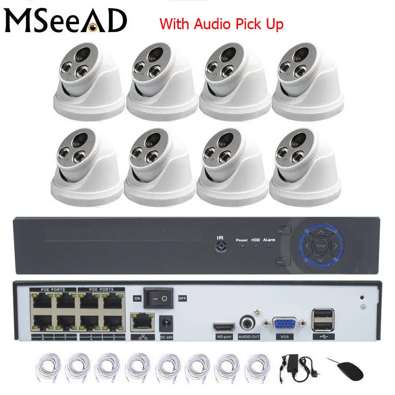 

8 Channel 4MP POE Security Camera With Audio Pick Up NVR CCTV System 8ch 8pcs IP Camera Indoor Day/Night View Surveillance Kit