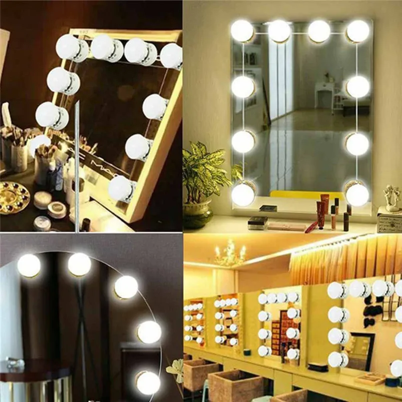 DIY 10LED Dimmable Vanity Mirror Lights Kit Bulbs for Makeup Hollywood Mirror String Light Home Decoration Luces 30MR0610