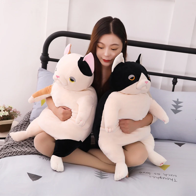 Черно розовая Милая Толстая ленивая гигантская кошка анми Мягкая кукла игрушки