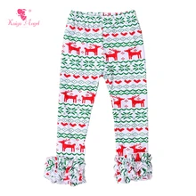 Леггинсы для девочек младенческой бутик Рождество девушки оборками Штаны детские леггинсы для малышей хлопковые леггинсы для малышей осень на осень-зиму