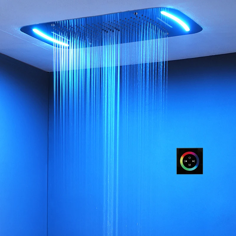 

Misty Shower Head LED Ceiling Luxury Colorful Overhead Shower 304SUS 710x430mm Big Bathroom Rainfall Waterfall Bubble Showerhead