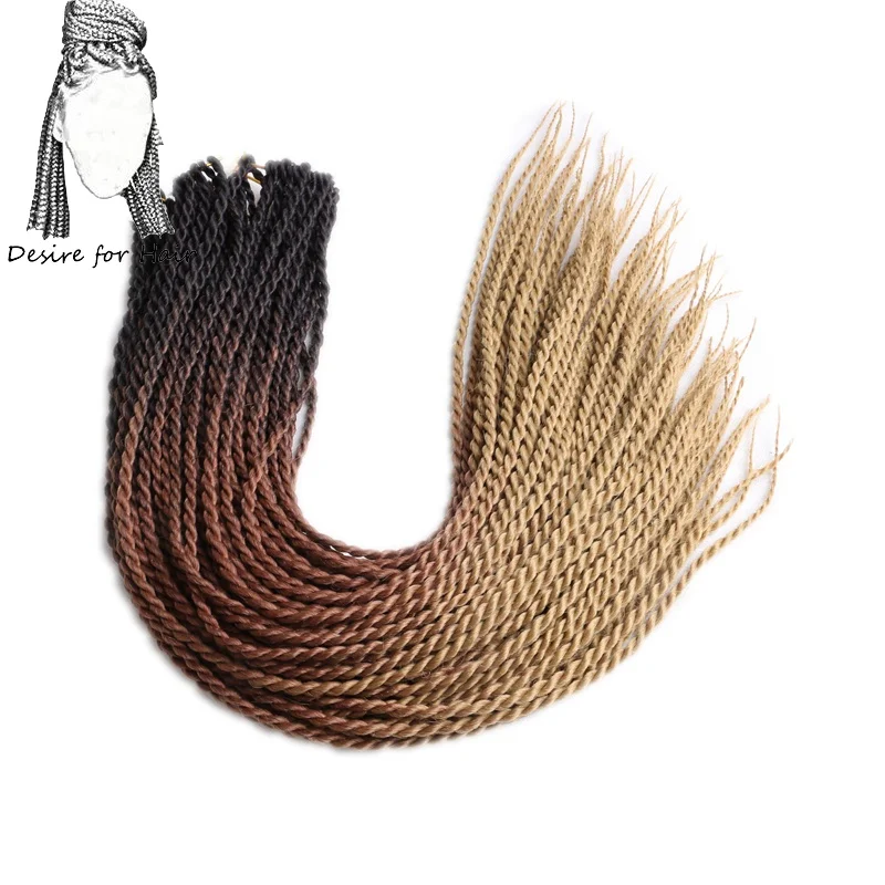 Desire for hair, 1 упаковка, 24 дюйма, 100 г, 24 пряди, Омбре, цвет, предварительно петля, вязанные, синтетические, 2X тонкие, Сенегальские, скрученные, косички для волос - Цвет: T1B/4/30