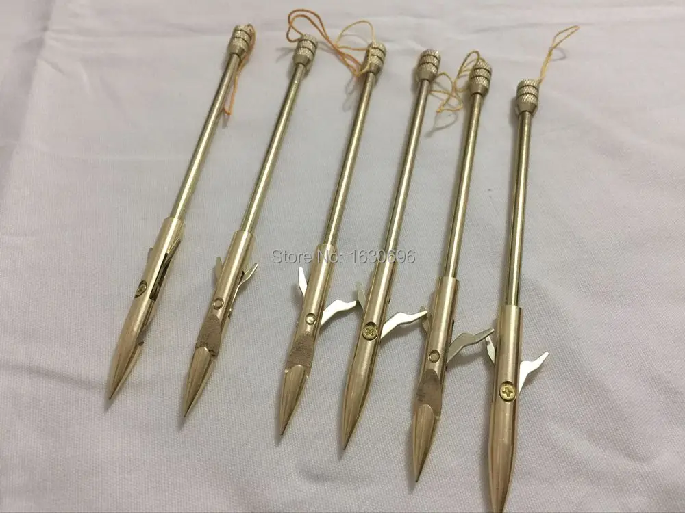 6PK 6.2" golden slingshot fishing arrow points broadheads stainless